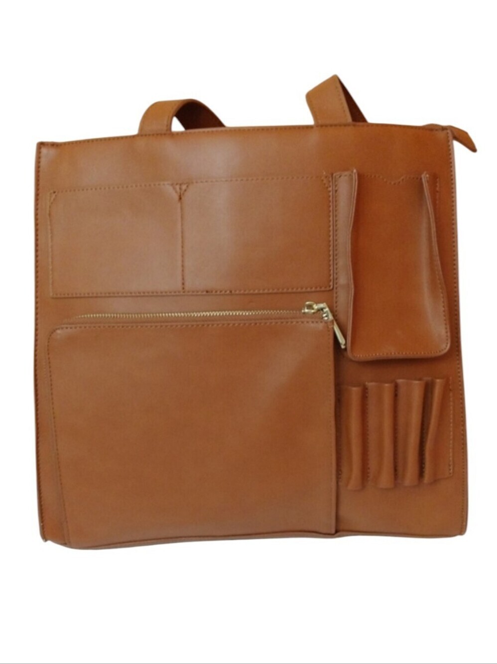 Charming Charlie Cognac Tan Organizer Work Tote Shoulder Bag Large